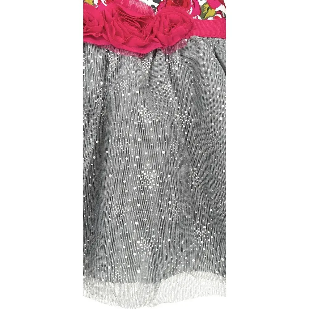 Childrens Place Dress 18/24 mths Tulle Animal Print Silver Pink Rose - Picture 3 of 7